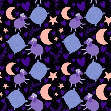 Cartoon animals seamless sheep pattern for wrapping paper and fabrics Illustrazione stock