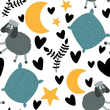 Cartoon animals seamless sheep pattern for wrapping paper and fabrics イラスト素材