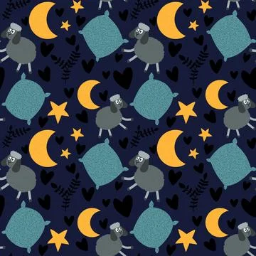 Cartoon animals seamless sheep pattern for wrapping paper and fabrics Ilustración de archivo
