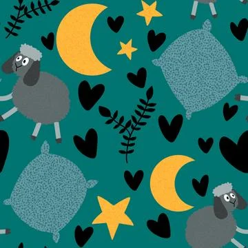 Cartoon animals seamless sheep pattern for wrapping paper and fabrics Stock Illustration