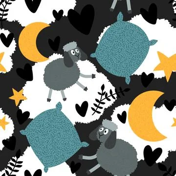 Cartoon animals seamless sheep pattern for wrapping paper and fabrics Illustrazione stock