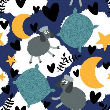 Cartoon animals seamless sheep pattern for wrapping paper and fabrics Ilustración de archivo