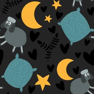 Cartoon animals seamless sheep pattern for wrapping paper and fabrics Stockillustratie