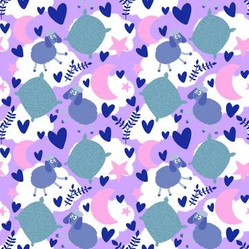 Cartoon animals seamless sheep pattern for wrapping paper and fabrics イラスト素材