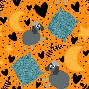Cartoon animals seamless sheep pattern for wrapping paper and fabrics イラスト素材