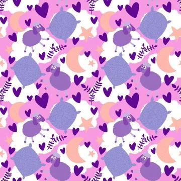 Cartoon animals seamless sheep pattern for wrapping paper and fabrics Illustrazione stock