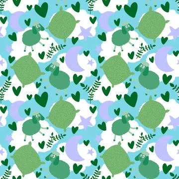 Cartoon animals seamless sheep pattern for wrapping paper and fabrics Illustrazione stock