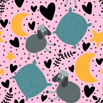 Cartoon animals seamless sheep pattern for wrapping paper and fabrics イラスト素材