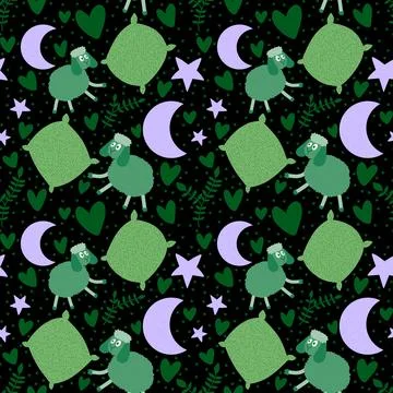 Cartoon animals seamless sheep pattern for wrapping paper and fabrics Illustrazione stock
