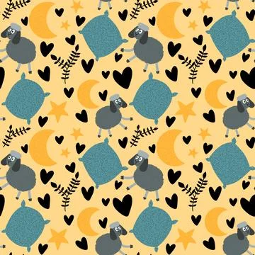 Cartoon animals seamless sheep pattern for wrapping paper and fabrics イラスト素材