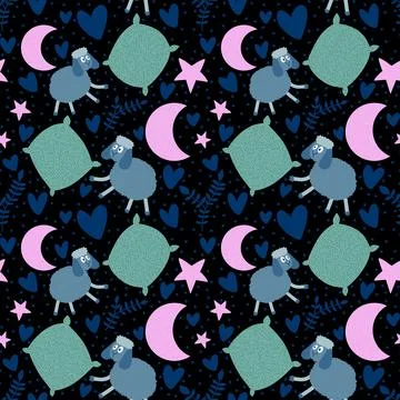 Cartoon animals seamless sheep pattern for wrapping paper and fabrics Stockillustratie