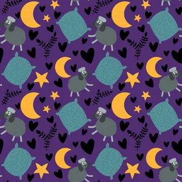 Cartoon animals seamless sheep pattern for wrapping paper and fabrics Illustrazione stock