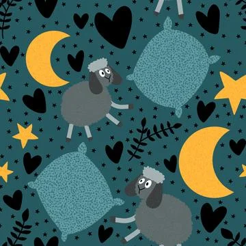 Cartoon animals seamless sheep pattern for wrapping paper and fabrics Ilustración de archivo