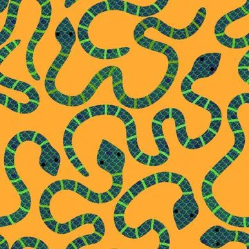 Cartoon animals seamless snake pattern for wrapping and kids new 2025 year 스톡 일러스트