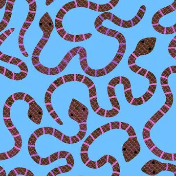 Cartoon animals seamless snake pattern for wrapping and kids new 2025 year Illustrazione stock