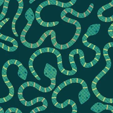 Cartoon animals seamless snake pattern for wrapping and kids new 2025 year Stock Illustration