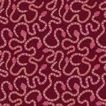 Cartoon animals seamless snake pattern for wrapping and kids new 2025 year Stock Illustration