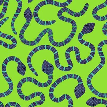 Cartoon animals seamless snake pattern for wrapping and kids new 2025 year Stockillustratie