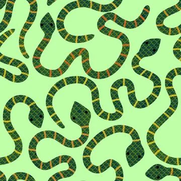Cartoon animals seamless snake pattern for wrapping and kids new 2025 year Stock Illustration