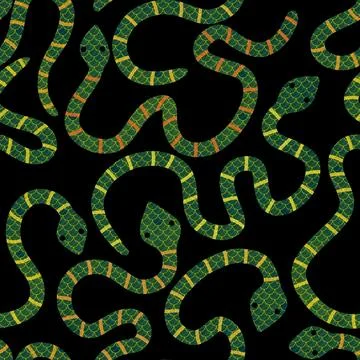 Cartoon animals seamless snake pattern for wrapping and kids new 2025 year 库存插图