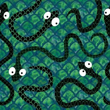 Cartoon animals seamless snake pattern for wrapping and kids new 2025 year Stockillustratie