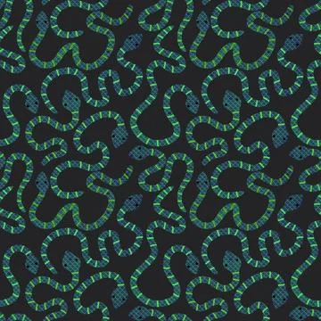 Cartoon animals seamless snake pattern for wrapping and kids new 2025 year Stockillustratie