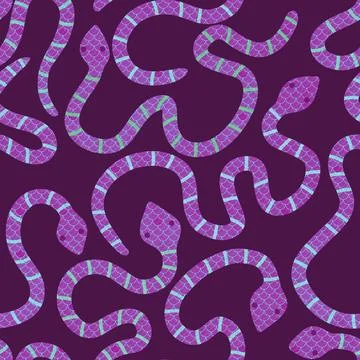 Cartoon animals seamless snake pattern for wrapping and kids new 2025 year 库存插图