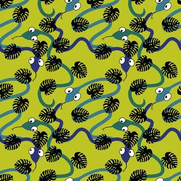 Cartoon animals seamless snake pattern for wrapping and kids new 2025 year イラスト素材