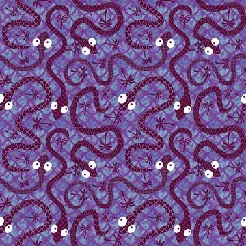 Cartoon animals seamless snake pattern for wrapping and kids new 2025 year Stock Illustration