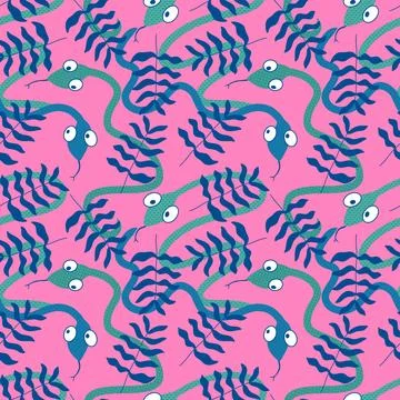 Cartoon animals seamless snake pattern for wrapping and kids new 2025 year Illustrazione stock