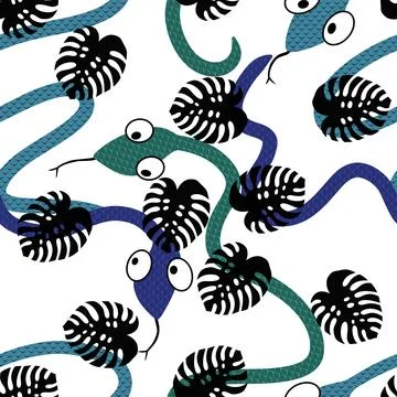 Cartoon animals seamless snake pattern for wrapping and kids new 2025 year 스톡 일러스트