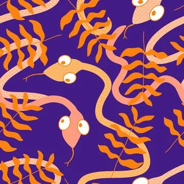 Cartoon animals seamless snake pattern for wrapping and kids new 2025 year 스톡 일러스트