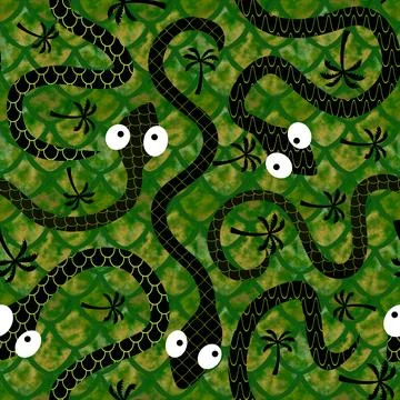 Cartoon animals seamless snake pattern for wrapping and kids new 2025 year イラスト素材