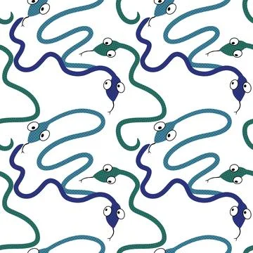Cartoon animals seamless snake pattern for wrapping and kids new 2025 year イラスト素材