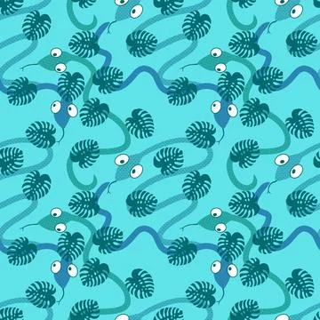 Cartoon animals seamless snake pattern for wrapping and kids new 2025 year Illustrazione stock