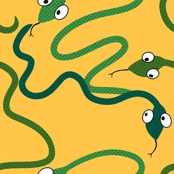 Cartoon animals seamless snake pattern for wrapping and kids new 2025 year Stock Illustration
