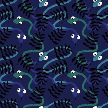 Cartoon animals seamless snake pattern for wrapping and kids new 2025 year 库存插图