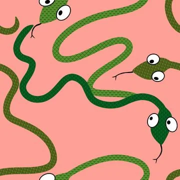 Cartoon animals seamless snake pattern for wrapping and kids new 2025 year Stock Illustration