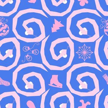 Cartoon animals seamless snake pattern for wrapping and kids new 2025 year 库存插图