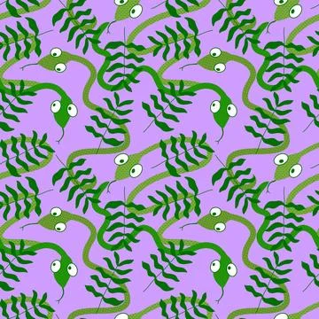 Cartoon animals seamless snake pattern for wrapping and kids new 2025 year イラスト素材
