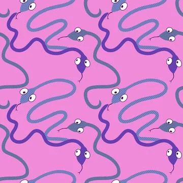 Cartoon animals seamless snake pattern for wrapping and kids new 2025 year Stock Illustration