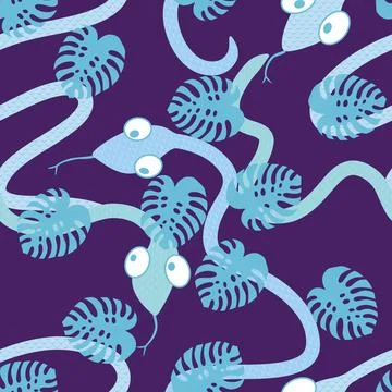 Cartoon animals seamless snake pattern for wrapping and kids new 2025 year 스톡 일러스트