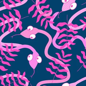 Cartoon animals seamless snake pattern for wrapping and kids new 2025 year Stockillustratie