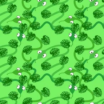 Cartoon animals seamless snake pattern for wrapping and kids new 2025 year イラスト素材