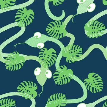 Cartoon animals seamless snake pattern for wrapping and kids new 2025 year イラスト素材