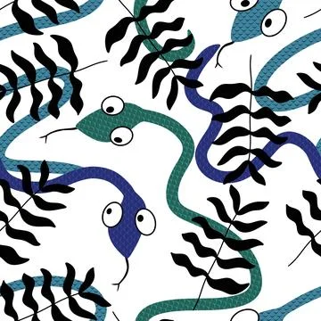 Cartoon animals seamless snake pattern for wrapping and kids new 2025 year 库存插图