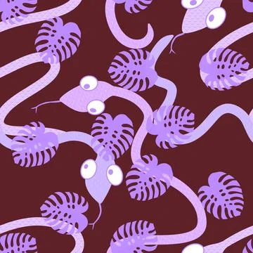 Cartoon animals seamless snake pattern for wrapping and kids new 2025 year Illustrazione stock