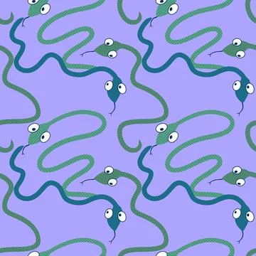 Cartoon animals seamless snake pattern for wrapping and kids new 2025 year Stockillustratie