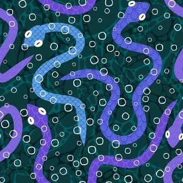 Cartoon animals seamless snake pattern for wrapping and kids new 2025 year Stock Illustration