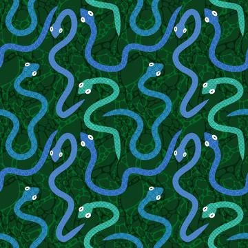 Cartoon animals seamless snake pattern for wrapping and kids new 2025 year 스톡 일러스트